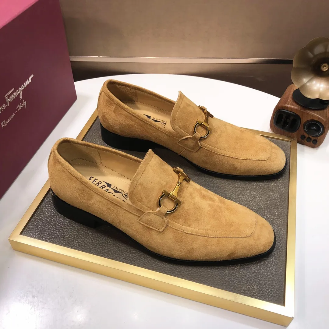 Men's shoes 💰500💰 [Ferragamo/Ferragamo] The latest model in the counter. Original imported high-quality cowhide with open sides + imported 🐂 water-dyed cowhide lining + original luxury metal buckle + original combination outsole. Comparison without pressure 38--45 (45 is custom-made and cannot be returned or exchanged)